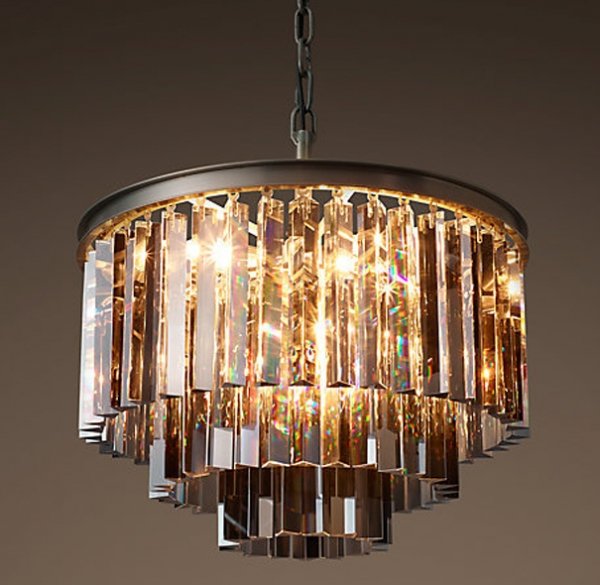 Люстра RH 1920s Odeon Smoke Glass Fringe Chandelier - 3 rings Черный в Ульяновске | Loft Concept 