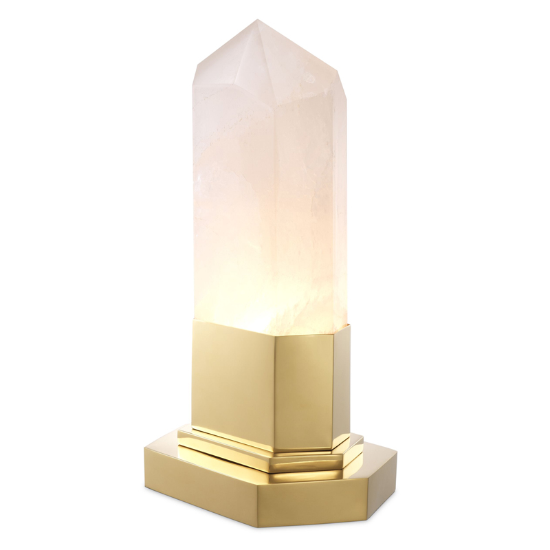 Настольная лампа Eichholtz Table Lamp Rock Crystal Золотой Молочный в Ульяновске | Loft Concept 