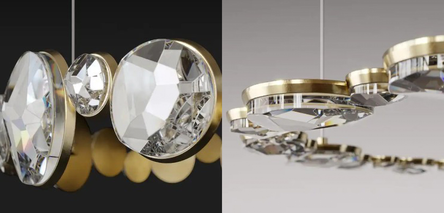 Люстра RING horizontal chandelier with crystals - фото