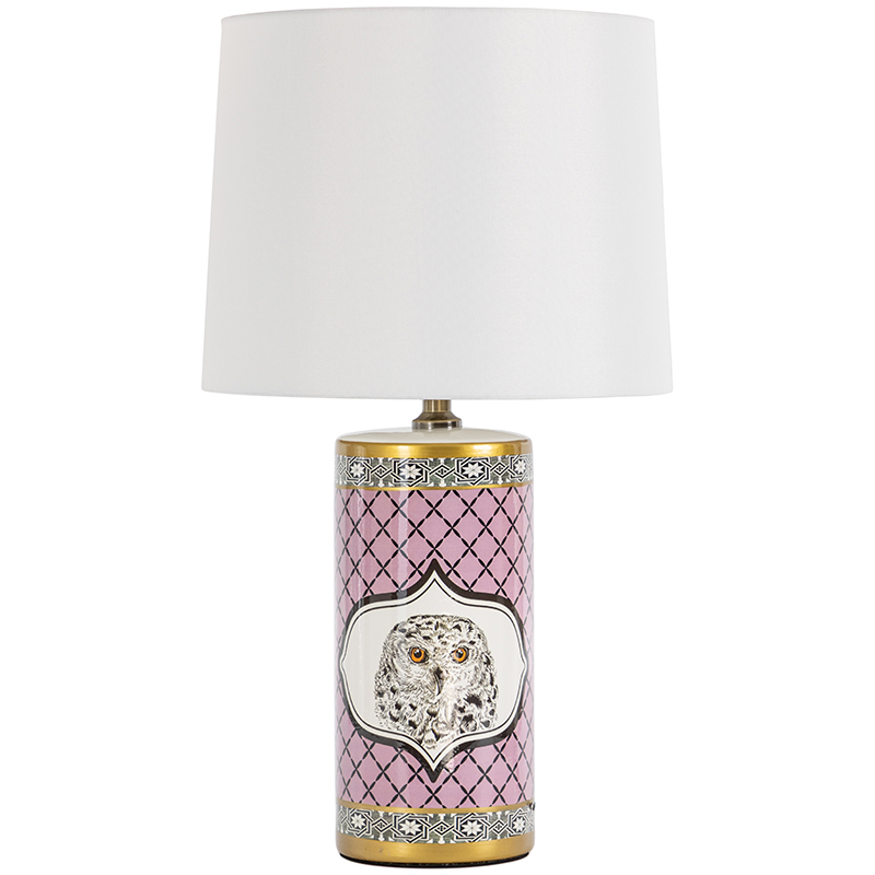 Настольная лампа Owl Collection Pink Lampshade Белый Розовый Черно-белый Золотой в Ульяновске | Loft Concept 