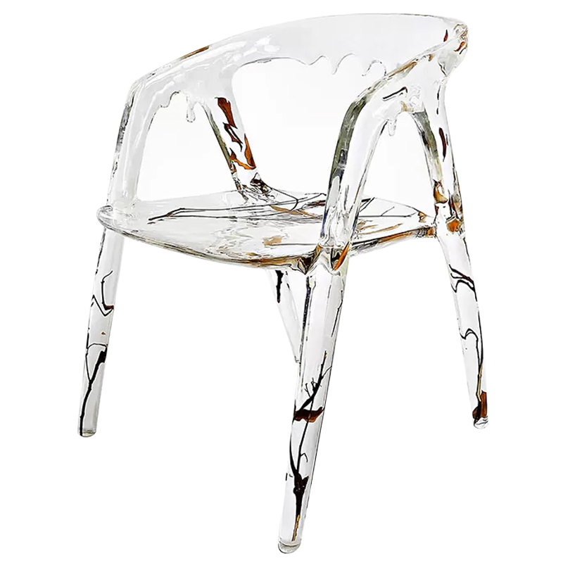 Стул из прозрачного акрила Crystal Waterfall Armchair Прозрачный Коричневый Оранжевый в Ульяновске | Loft Concept 