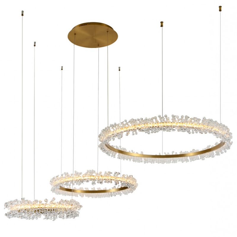 Люстра Crystal round chandelier 3 кольца Латунь Прозрачный Латунь в Ульяновске | Loft Concept 