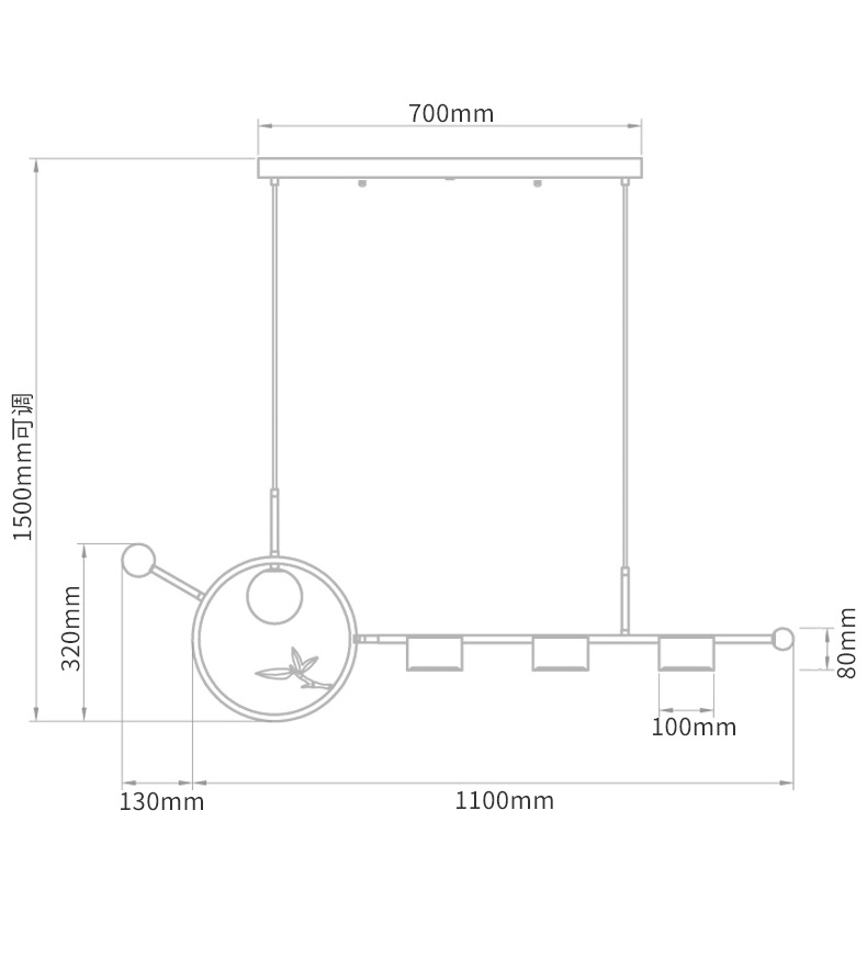 Линейный светильник Metal Wood Ring Leaf Linear Light в Ульяновске