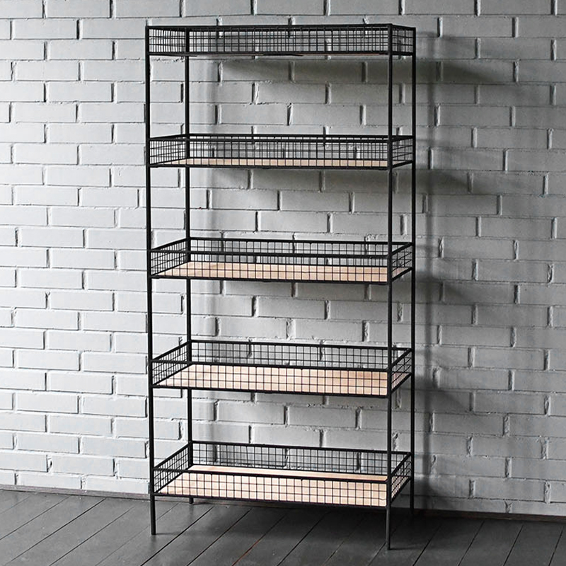 Стеллаж Keith Industrial Metal Rust Rack Черный Древесина в Ульяновске | Loft Concept 