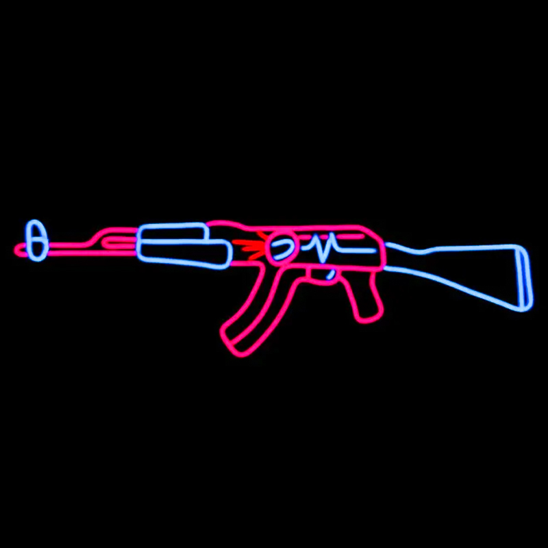 Неоновая настенная лампа Machine Gun Neon Wall Lamp Прозрачный Розовый Голубой в Ульяновске | Loft Concept 