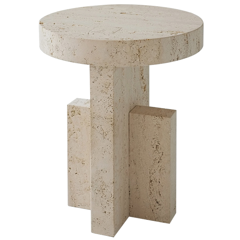 Приставной стол Clarence Travertine Side Table Бежевый в Ульяновске | Loft Concept 