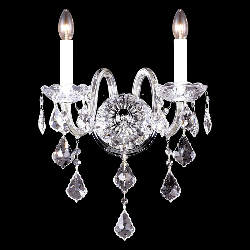 Бра в классическом стиле с 2-мя лампами и хрустальными подвесками Crystal lamps Хром Прозрачное Стекло Бра в классическом стиле с 2-мя лампами и хрустальными подвесками Crystal lamps Хром Прозрачное Стекло в Ульяновске | Loft Concept