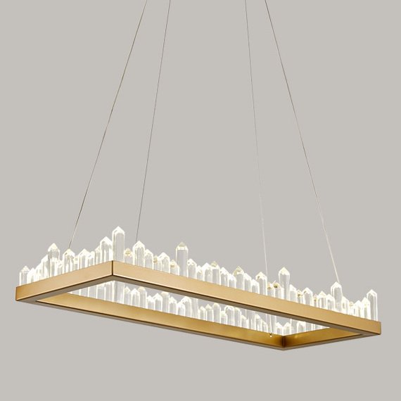 Люстра Crystal Rock Rectangle Chandelier Латунь Прозрачное Стекло в Ульяновске | Loft Concept 