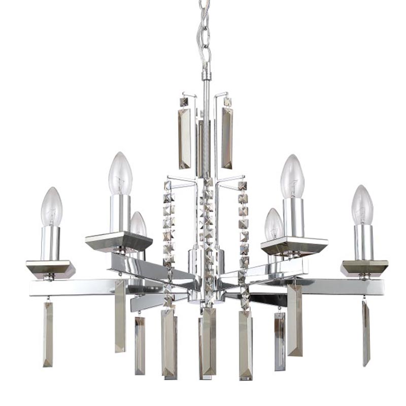 Люстра Vivien Crystal Chrome Chandelier 6 Хром Серый в Ульяновске | Loft Concept 