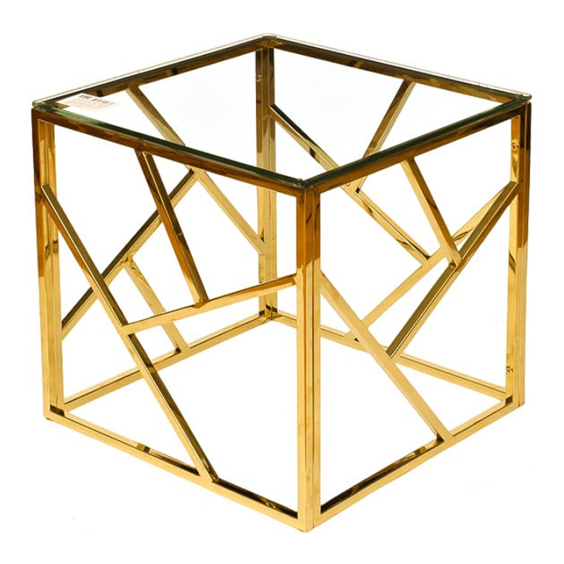 Приставной стол Serene Furnishing Gold Clear Glass Top Side Table Золотой Прозрачное Стекло в Ульяновске | Loft Concept 