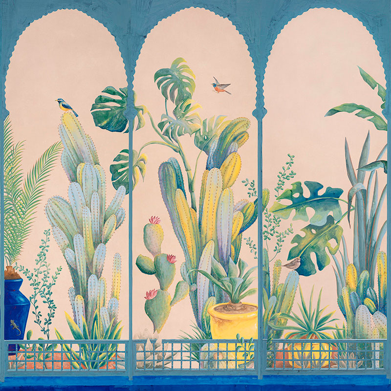 Обои ручная роспись Jardin Marrakech Majorelle on painted Xuan paper  в Ульяновске | Loft Concept 