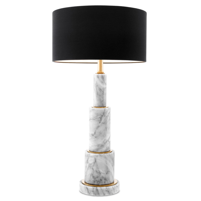 Настольная лампа Eichholtz Table Lamp Dax Белый Мрамор Bianco Черный Глянцевое золото в Ульяновске | Loft Concept 