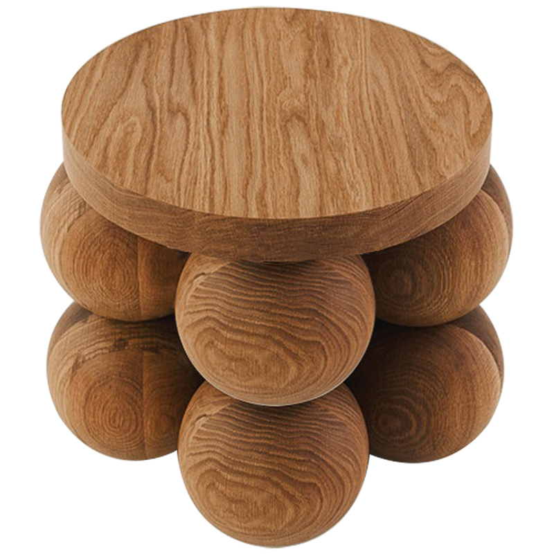 Приставной стол деревянный Wooden Spheres Unique Shaped Side Table Коричневый в Ульяновске | Loft Concept 