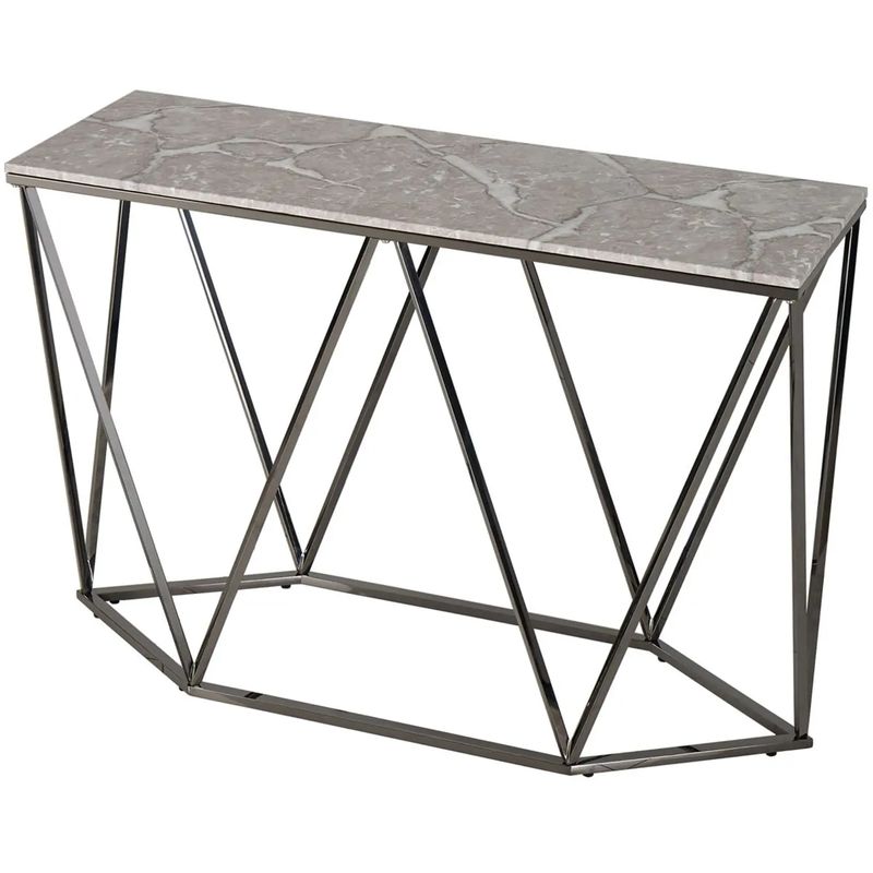 Консоль Kovaldzhi Collection Frame Geometry Dark Chrome Бежево-серый Белый Мрамор Bianco Темный хром в Ульяновске | Loft Concept 