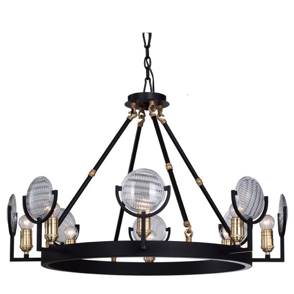 Люстра RH Gaslight Lens Chandelier 8 Черный в Ульяновске | Loft Concept 