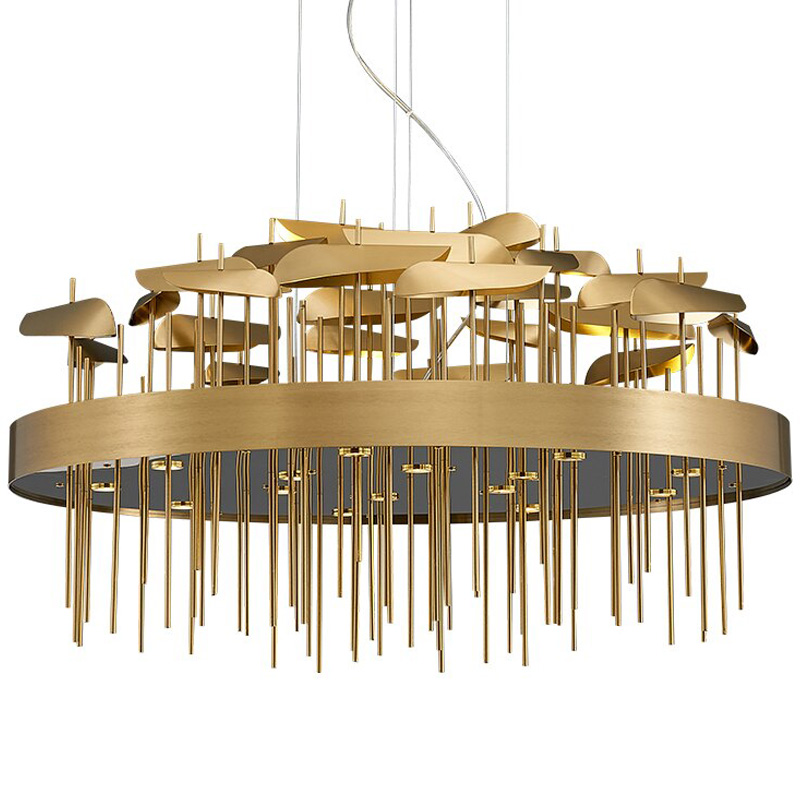 Светодиодная дизайнерская инсталляция ANODINE Perlina Disk Chandelier Золотой в Ульяновске | Loft Concept 