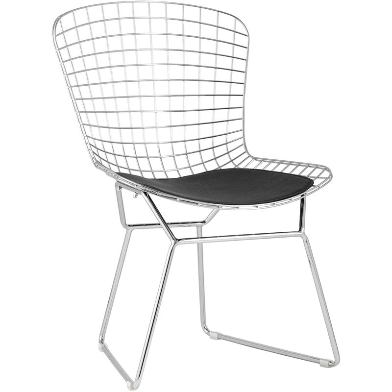 Стул Bertoia Chair Хромированный с Черной подушкой Хром Черный в Ульяновске | Loft Concept 