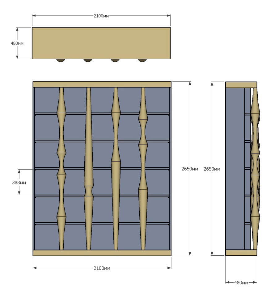 Стеллаж Oak Columns & Blue в Ульяновске