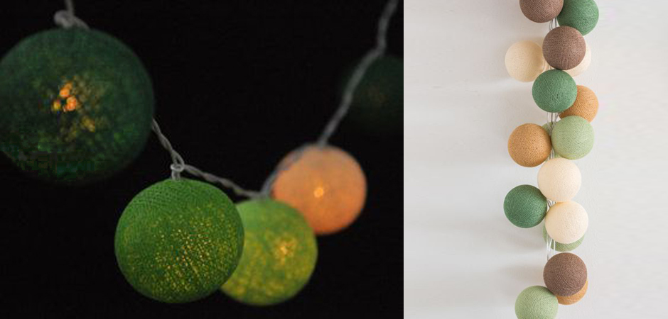 Гирлянда хлопковые фонарики Сotton Ball Forest Green - Loft-Concept в Ульяновске