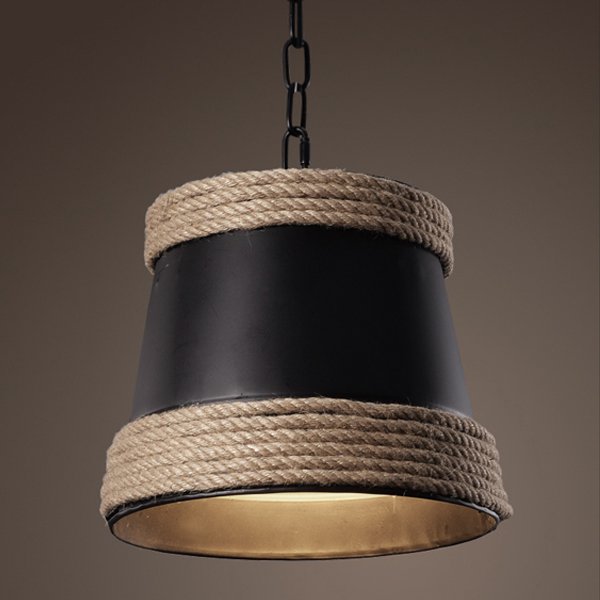 Подвесной светильник Black & Hemp Pendant Lamp Черный в Ульяновске | Loft Concept 