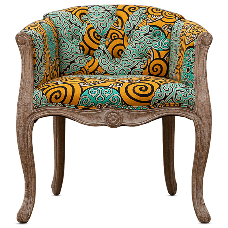 Кресло Yellow and Turquoise Ornament Chair Мульти Бежево-серый в Ульяновске | Loft Concept 