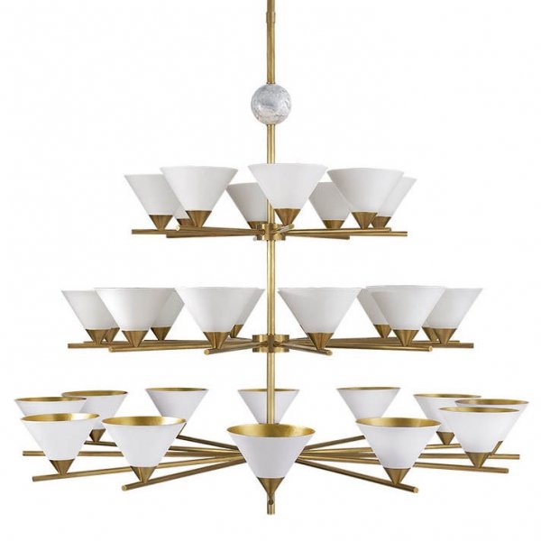 Люстра Cleo Three-tier Chandelier Латунь Белый в Ульяновске | Loft Concept 