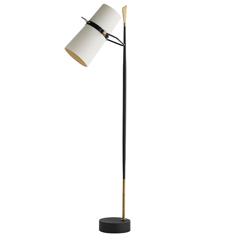 Торшер Arteriors YASMIN FLOOR LAMP Латунь Белый Черный в Ульяновске | Loft Concept 