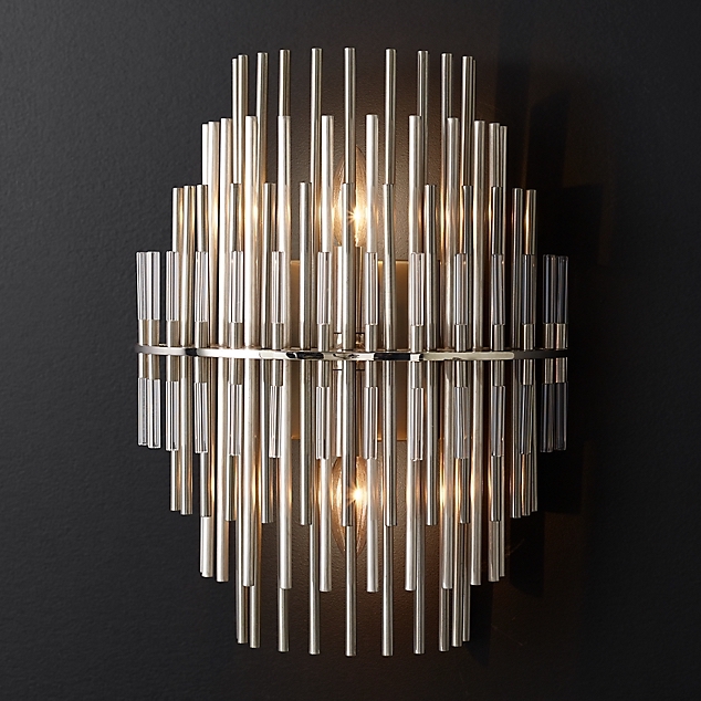 Бра Restoration Hardware Emile Sconce Chrome Прозрачный Латунь Античная полированная Оловянный в Ульяновске | Loft Concept 