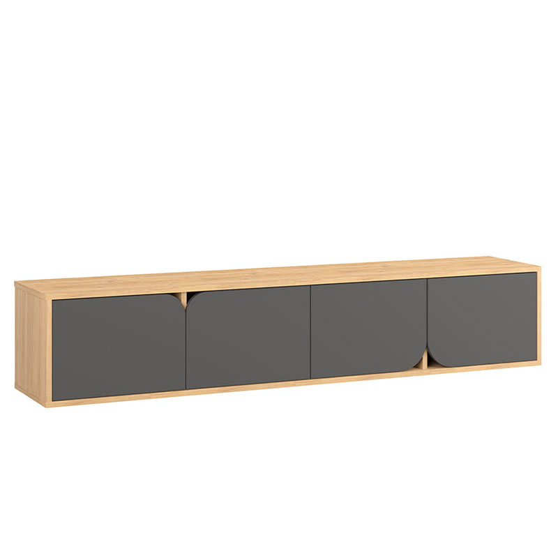 ТВ-тумба подвесная цвета древесины с 4-мя темно-серыми дверцами SPARK TV STAND OAK ANTHRACITE Серый Древесина в Ульяновске | Loft Concept 