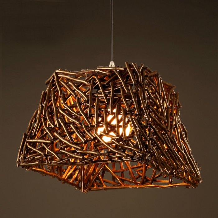 Подвесной светильник Old Wicker Pendant Cub Коричневый в Ульяновске | Loft Concept 