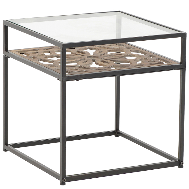 Приставной стол Provence Lace Table Древесина Черный Прозрачное Стекло Приставной стол Provence Lace Table Древесина Черный Прозрачное Стекло в Ульяновске | Loft Concept