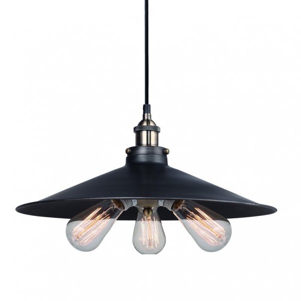 Подвесной светильник 20th C. Factory Filament Metal Triple Pendant Black Черный в Ульяновске | Loft Concept 