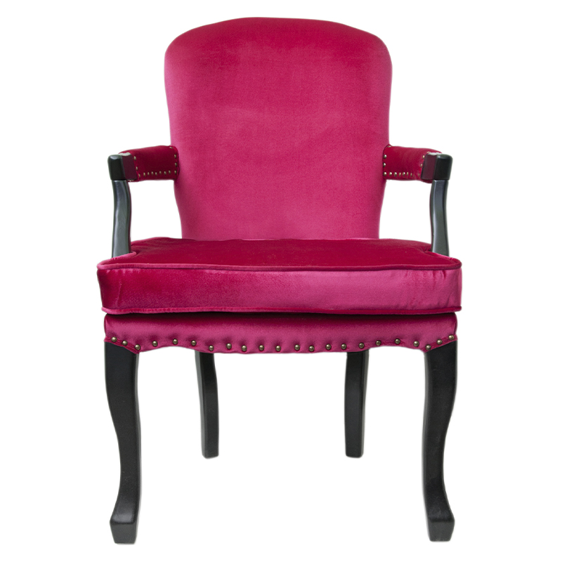 Кресло Aubrey Classical Armchair rose velour Малиновый (Crimson) Черный в Ульяновске | Loft Concept 