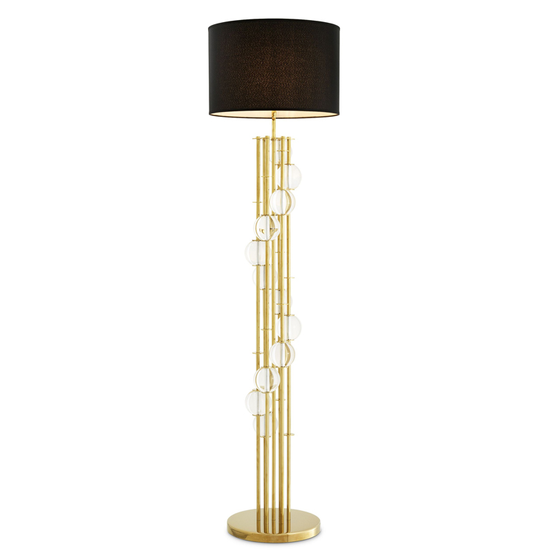 Торшер Eichholtz Floor Lamp Lorenzo Gold & black Глянцевое золото Черный Прозрачный в Ульяновске | Loft Concept 