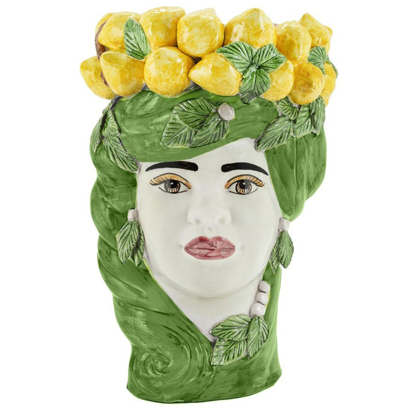 Ваза Vase Lemon Head Lady Green Зеленый Желтый Белый в Ульяновске | Loft Concept 