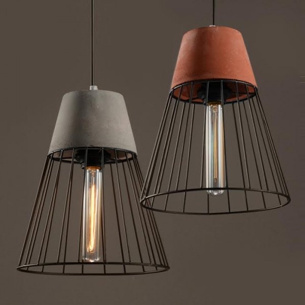 Подвесной светильник Cement Droplight Pendant Light cone Серый Красный Черный в Ульяновске | Loft Concept 