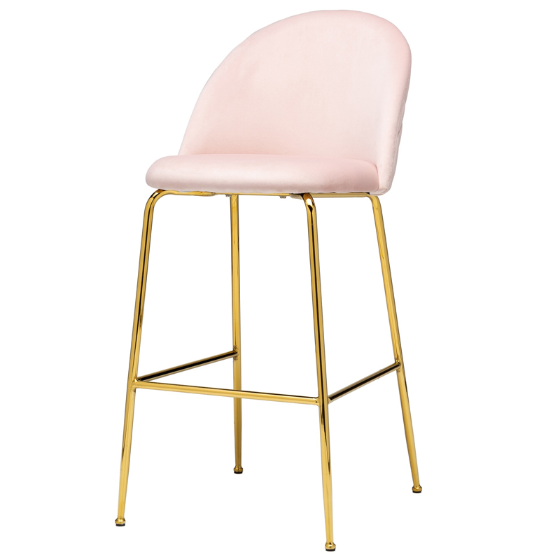 Барный стул Vendramin Bar Stool pink Розовый пастельный Глянцевое золото в Ульяновске | Loft Concept 