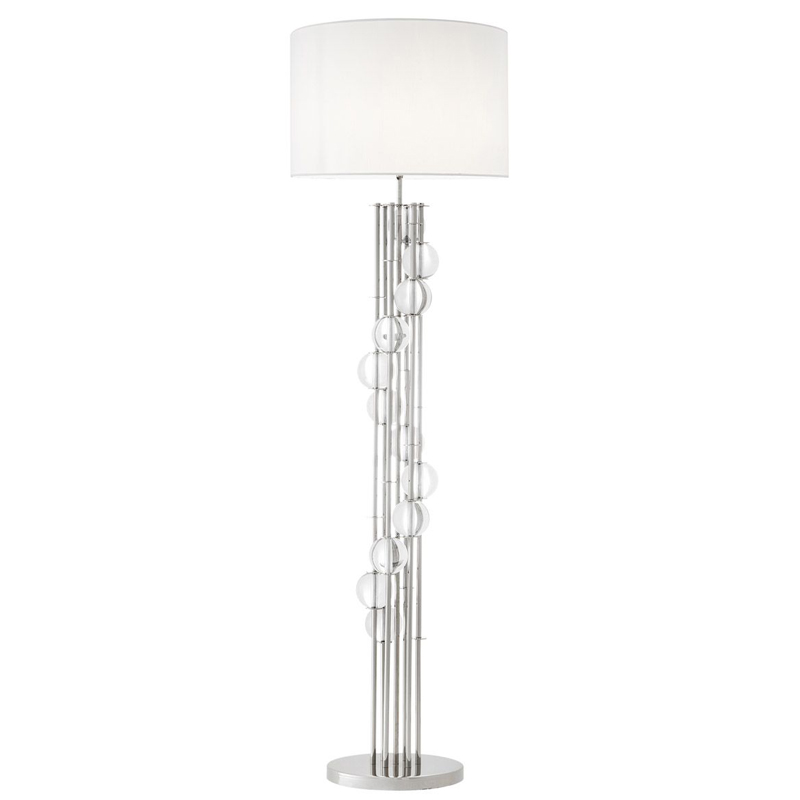 Торшер Eichholtz Floor Lamp Lorenzo Nickel & white Никель Белый Прозрачный в Ульяновске | Loft Concept 