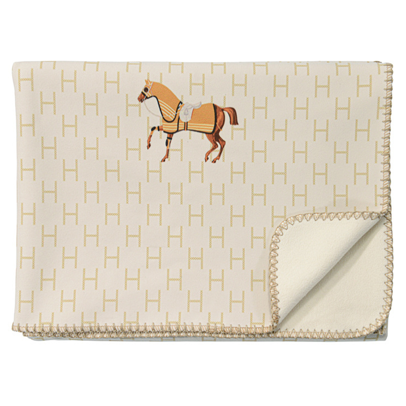 Плед Hermes Pattern Horse Plaid Бежевый Коричневый в Ульяновске | Loft Concept 