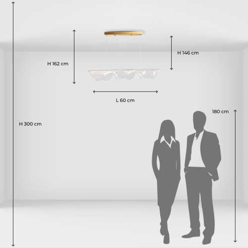 Люстра линейная с 3-мя белыми волнистыми плафонами Wave Line в Ульяновске