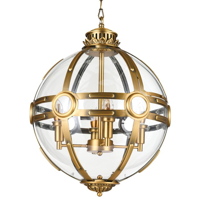 Люстра Eichholtz Lantern Hagerty Brass Прозрачное Стекло Латунь в Ульяновске | Loft Concept 