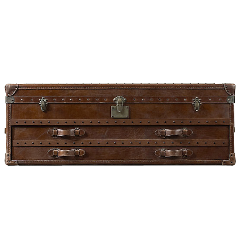 Restoration Hardware Mayfair Steamer Trunk Low Chest Коричневый винтаж в Ульяновске | Loft Concept 