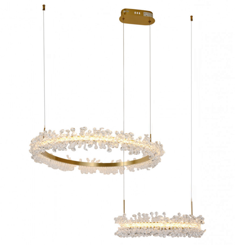 Люстра Crystal round chandelier 2 кольца Латунь Прозрачный Латунь в Ульяновске | Loft Concept 