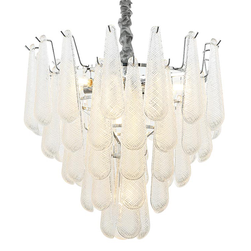 Люстра Textured Glass Drops Chandelier 13 Хром Белый в Ульяновске | Loft Concept 