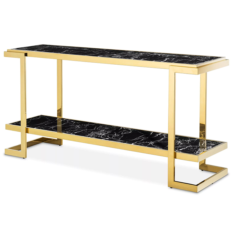 Консоль Eichholtz Console Table Senato Черный Мрамор Nero Глянцевое золото в Ульяновске | Loft Concept 