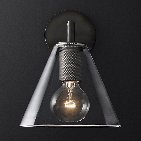 Бра RH Utilitaire Funnel Shade Single Sconce Black Прозрачное Стекло Темная бронза Бра RH Utilitaire Funnel Shade Single Sconce Black Прозрачное Стекло Темная бронза в Ульяновске | Loft Concept