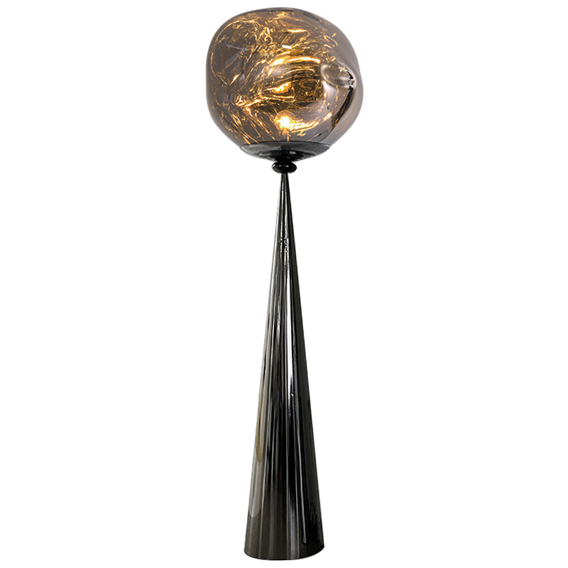 Торшер Kaine Glass Metal Floor Lamp Прозрачное Стекло Черный Серебряный Стекло Смок в Ульяновске | Loft Concept 