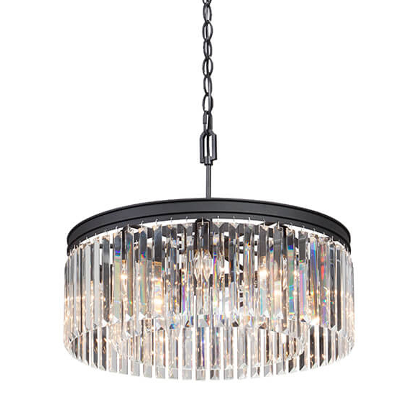 Люстра RH Rhys Clear Glass Prism Round Chandelier 60 Черный матовый Прозрачное Стекло в Ульяновске | Loft Concept 