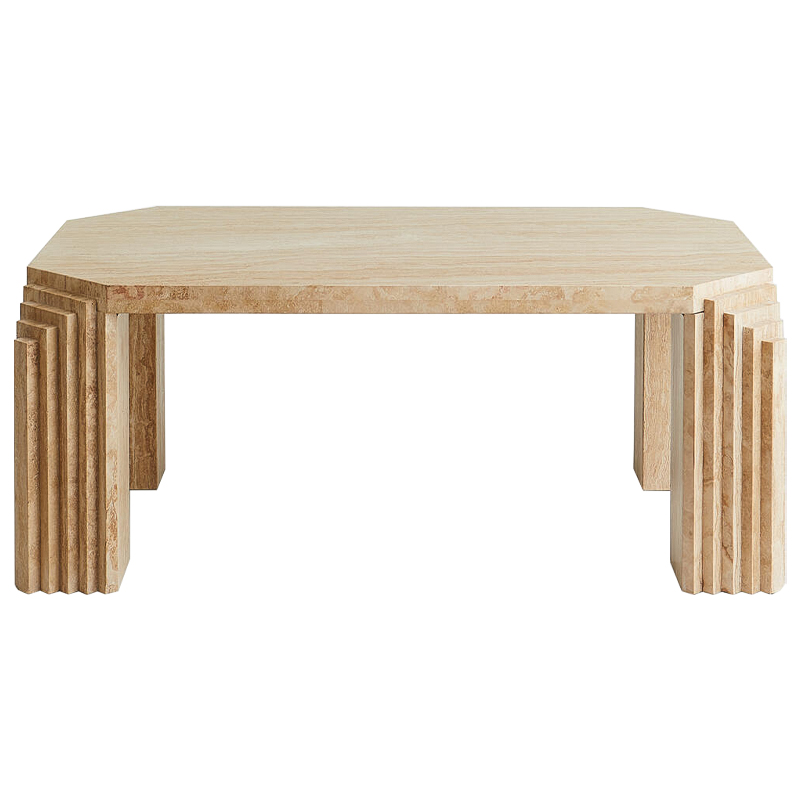 Кофейный стол Caleb Travertine Coffee Table Бежевый Коричневый в Ульяновске | Loft Concept 