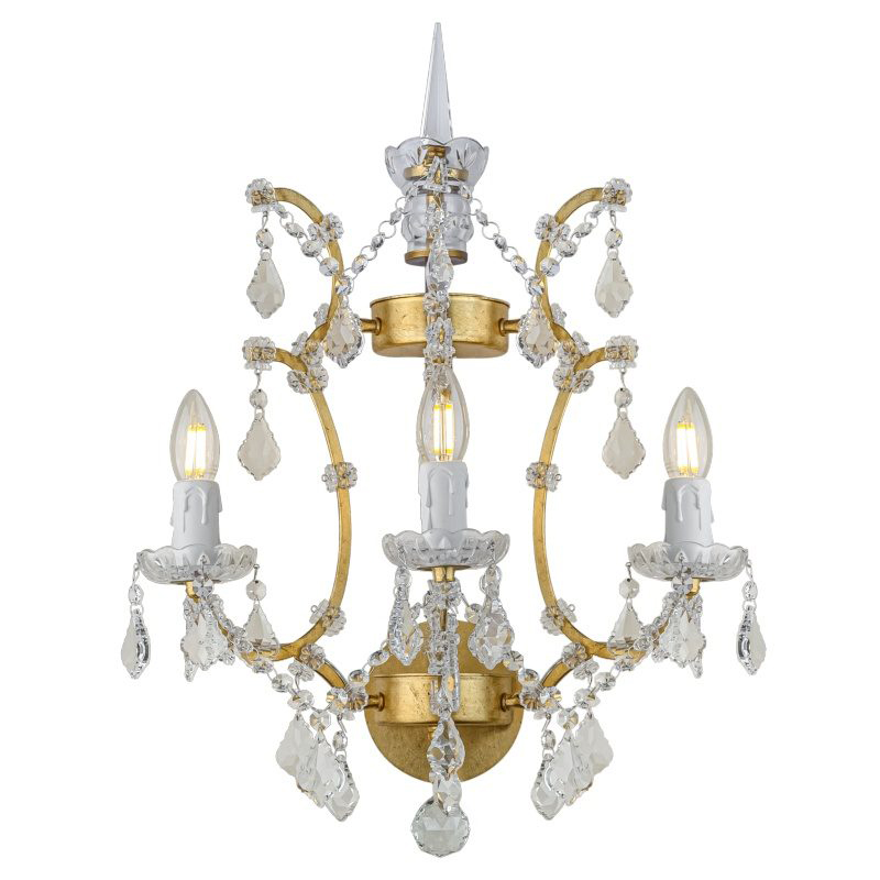 Бра 19th c. Rococo IRON & CLEAR CRYSTAL Gold Wall Lamp Золотой Прозрачное Стекло в Ульяновске | Loft Concept 